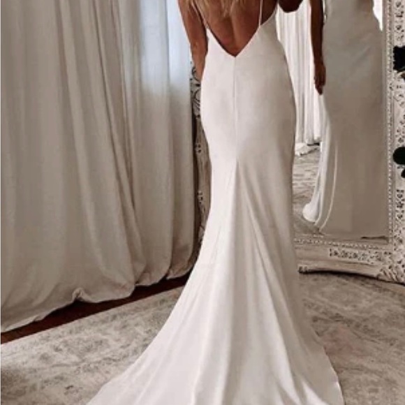 Simple Open Back Fit and Flare Wedding Dress - Picture 14 of 14
